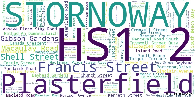 A word cloud for the HS1 2 postcode